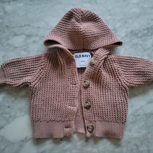 Old Navy Dusty Pink Knit Baby Hoodie